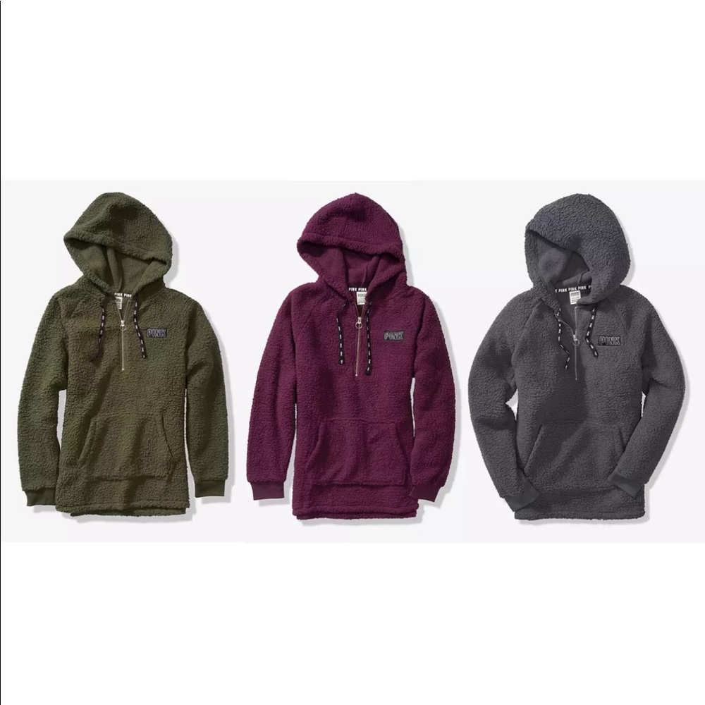 PINK Sherpa Quarter Zip Pullover